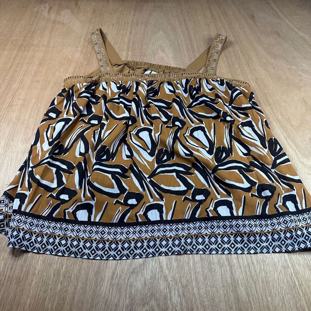 Cato Brown Abstract Print Camisole Tank Top Women’s Plus Size 22/24W